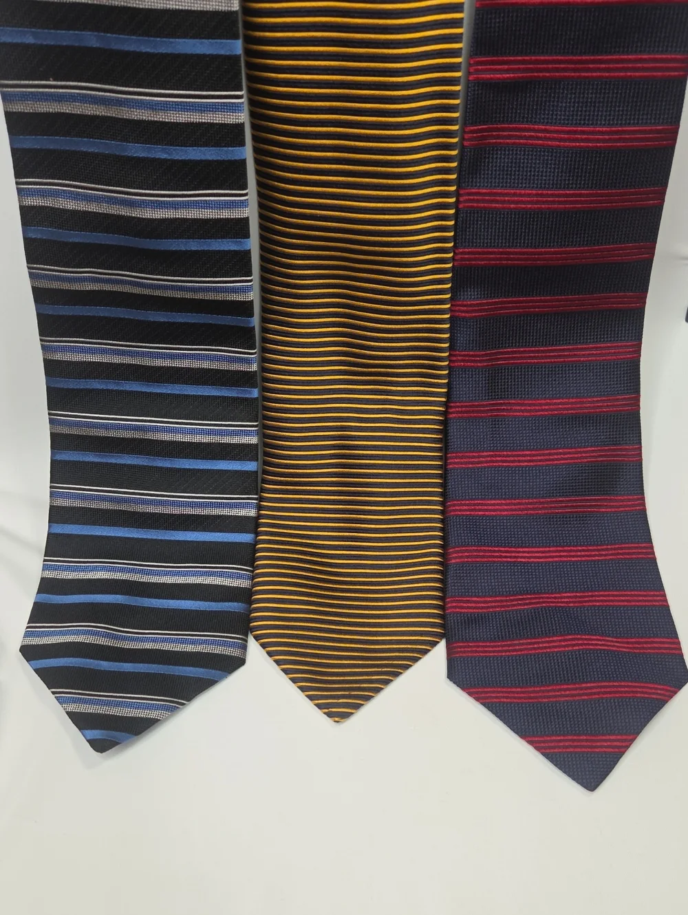 Lot Of 3 Three Mens Vintage Horizontal Stripes 100% Silk Made In Italy Ties EUC